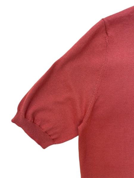 Extra Fine Crepe Cotton Knitted Polo In Cayenne Red