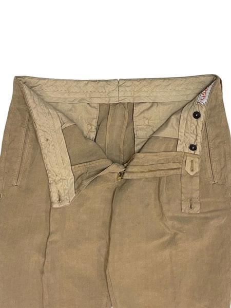 Positano Lyocell Linen Pleated Chino Pants In Walnut