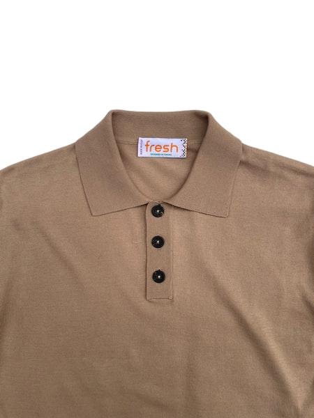 Weller Extra Fine Cotton Knitted Polo In Sand