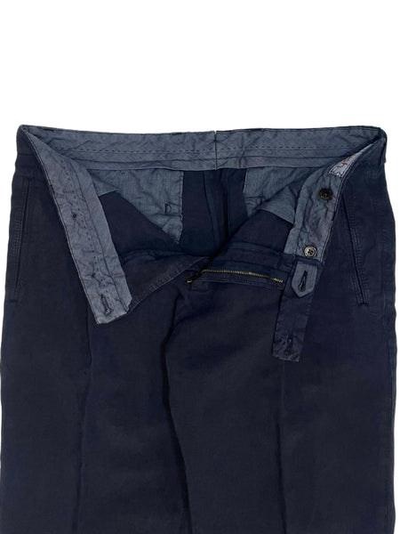 Positano Lyocell Linen Pleated Chino Pants In Navy