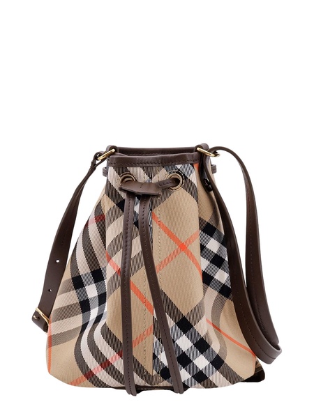 Canvas bucket bag with Burberry check motif