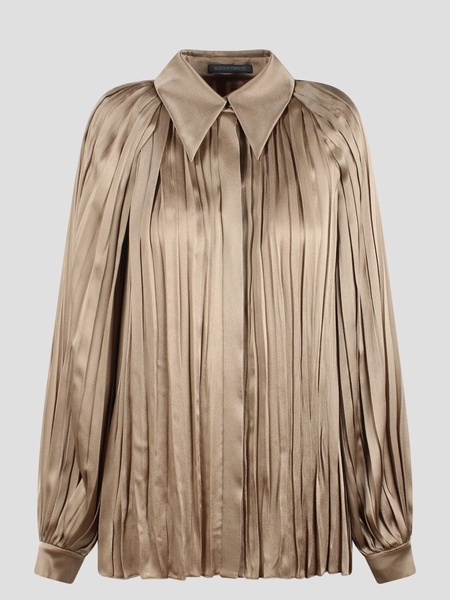 Alberta Ferretti Long-Sleeved Pleated Satin Shirt