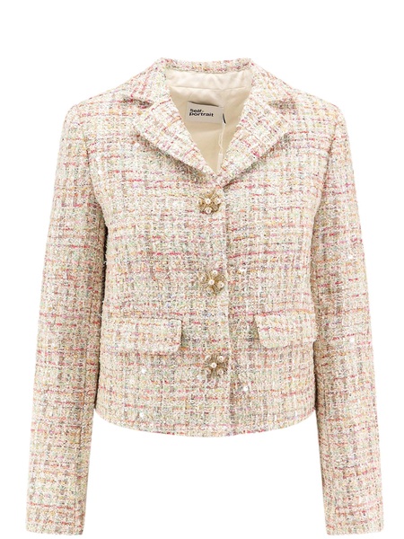 Bouclé fabric blazer with sequins