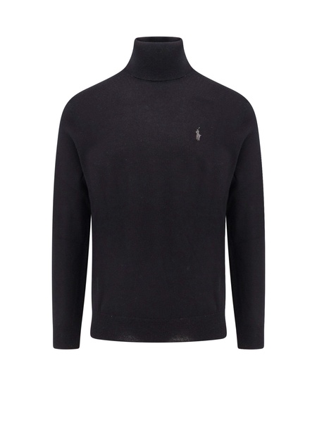 Wool sweater with iconic embroidered logo