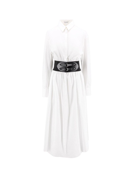 Cotton chemisier dress with leather belt