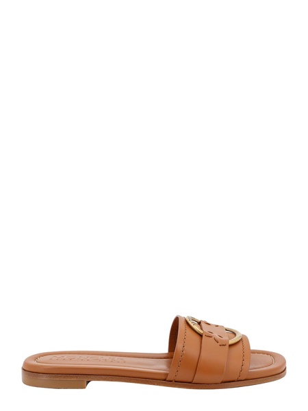 Moncler 'Bell' Slippers In Caramel Lear