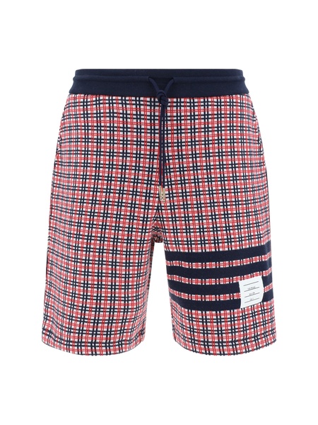 SWEAT SHORTS IN COTTON CHECK JACQUARD W/