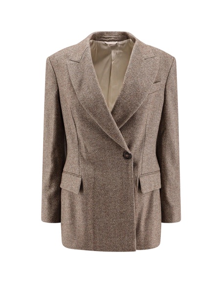 Herringbone wool blend blazer