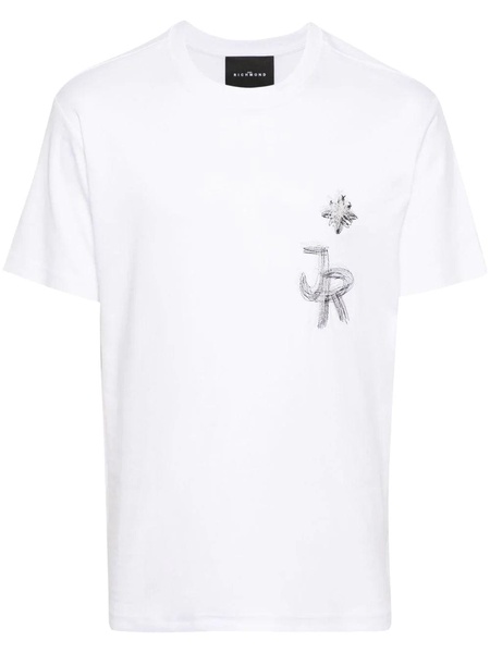 John Richmond White T Shirt With Graphite Logo