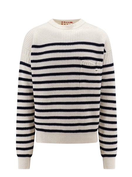 Virgin wool sweater with striped motif