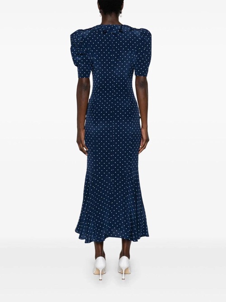 Alessandra Rich Polka Dot Midi Dress