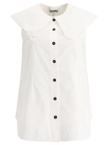 Poplin Blouse Tops White