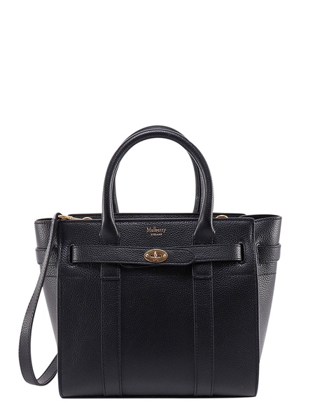 Leather handbag with frontal walker