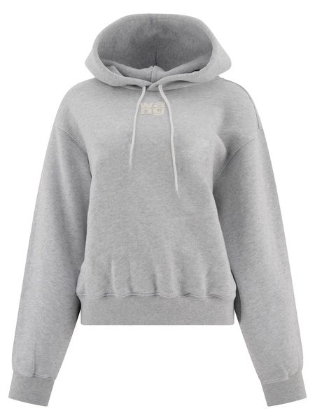 Puff Logo Hoodie In Structured Terry Sweatshirts Grey