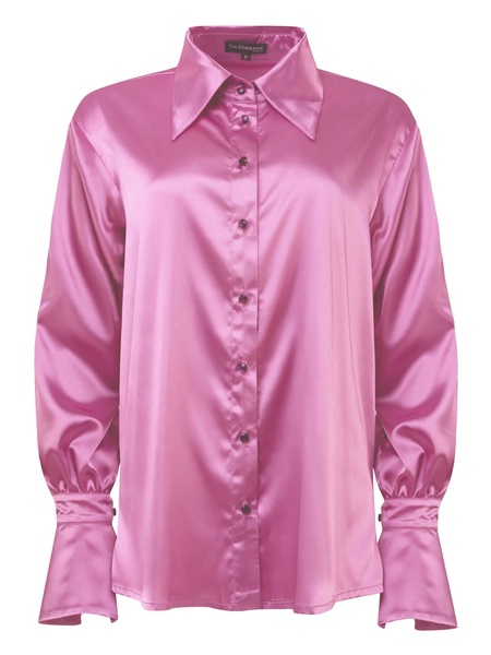 Romantic Glow Oversized Satin Shirt - Pink