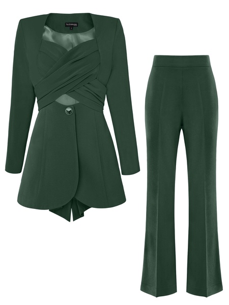 Emerald Dream Cross-Wrap Statement Suit