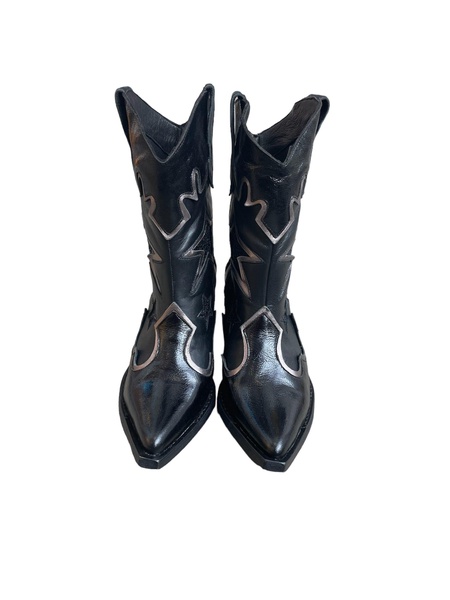 Black & Silver Rodeho Leather Boots