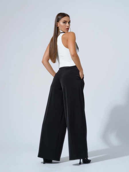 Born To Run High-Waist Wide-Leg Trousers, Black