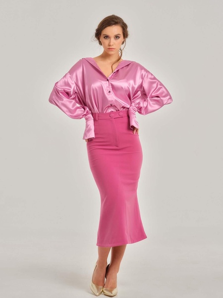 Romantic Glow Oversized Satin Shirt - Pink