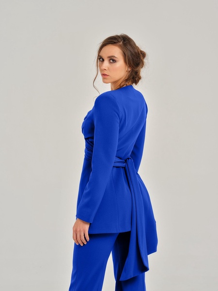 Royal Azure Cross Wrap Statement Blazer