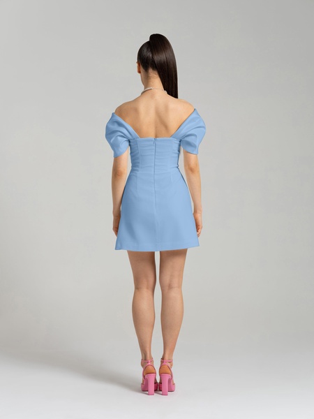 Mirage Crystal Ornament Mini Dress - Light Blue