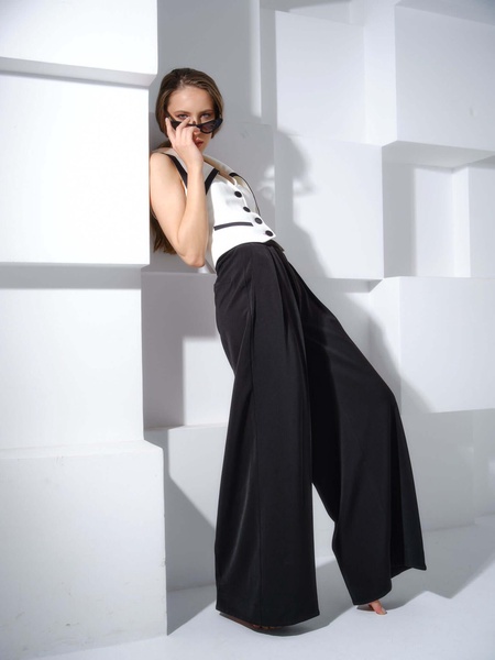 Born To Run High-Waist Wide-Leg Trousers, Black