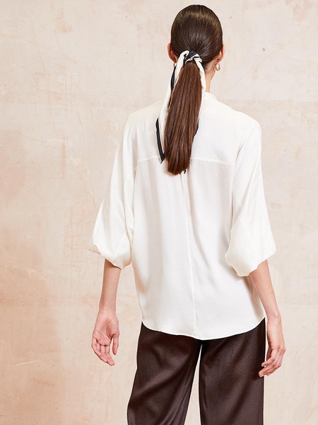 Jade Sandwashed Silk Sports Luxe Shirt - Ivory