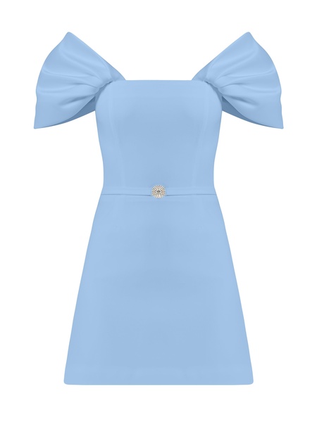 Mirage Crystal Ornament Mini Dress - Light Blue