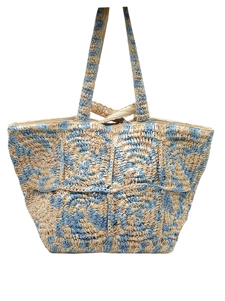 Glasto Crochet Tote Blue Mix