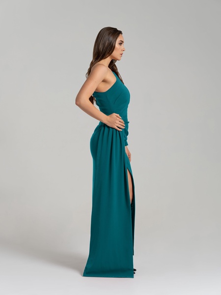 Iconic Glamour Draped Long Dress - Turquoise