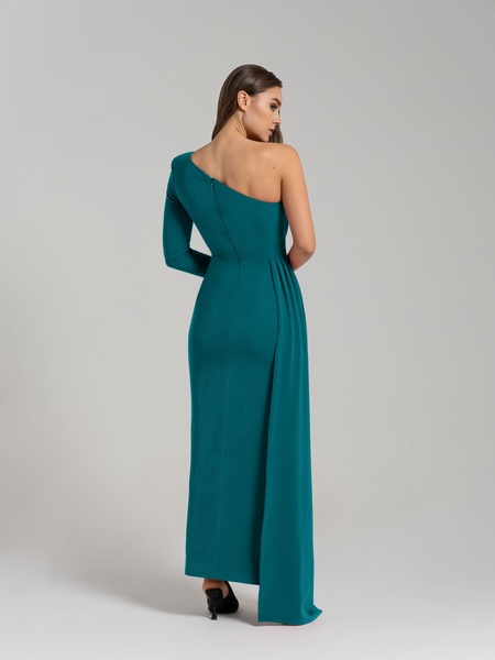 Iconic Glamour Draped Long Dress - Turquoise