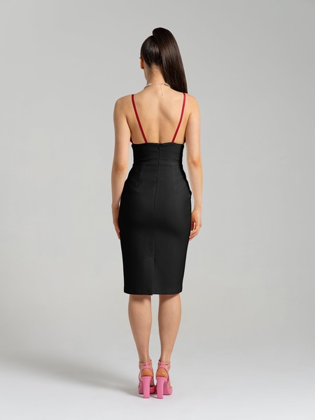 Bold Simplicity Midi Dress, Black & Red