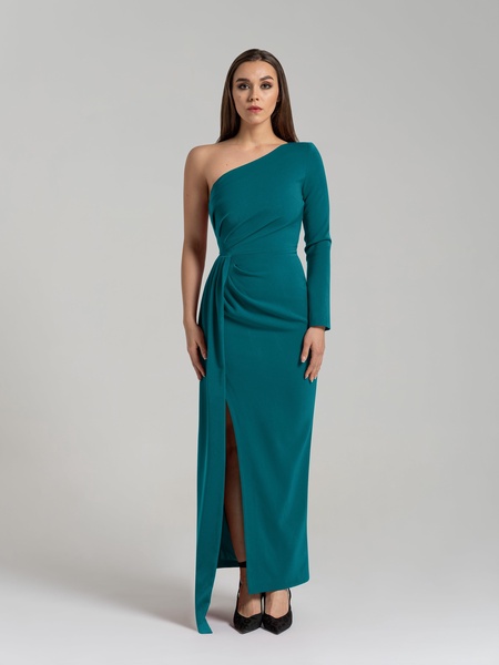 Iconic Glamour Draped Long Dress - Turquoise