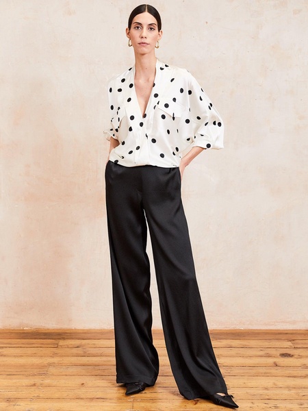 Jade Silk Sports Luxe Shirt - Polka Dot