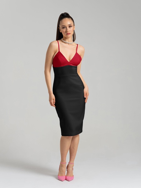 Bold Simplicity Midi Dress, Black & Red