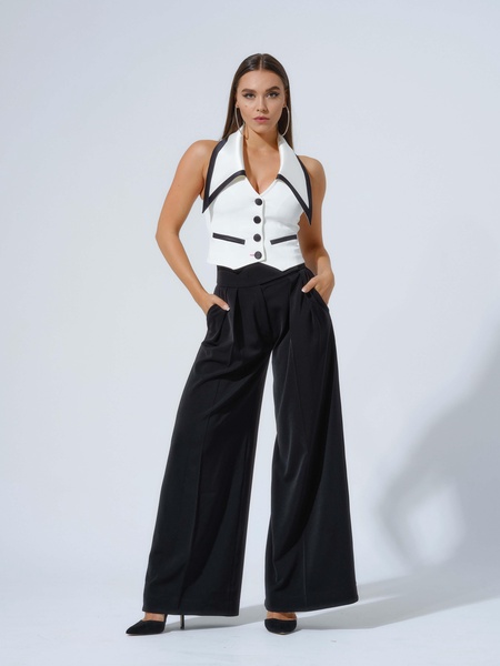 Born To Run High-Waist Wide-Leg Trousers, Black