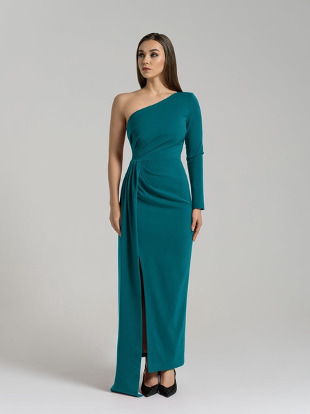 Iconic Glamour Draped Long Dress - Turquoise