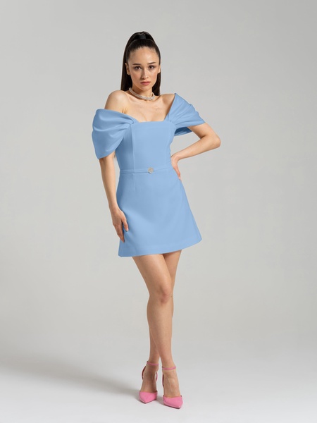 Mirage Crystal Ornament Mini Dress - Light Blue