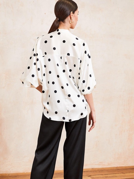 Jade Silk Sports Luxe Shirt - Polka Dot