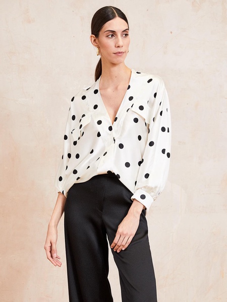 Jade Silk Sports Luxe Shirt - Polka Dot