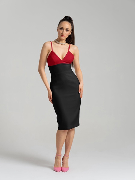 Bold Simplicity Midi Dress, Black & Red