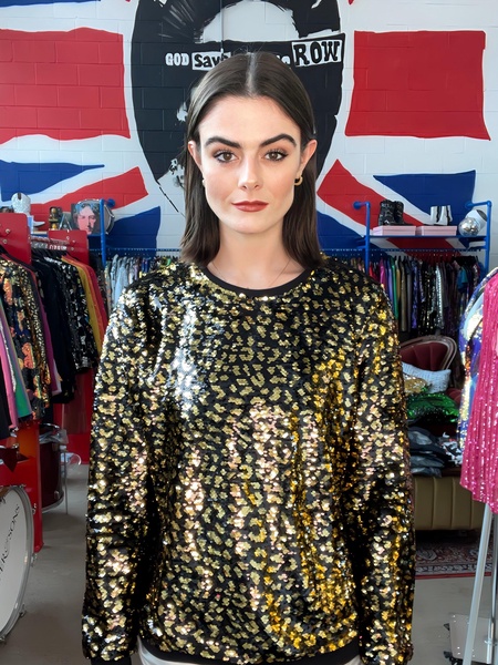 Golden Leopard Reversible Sequin Sweatshirt