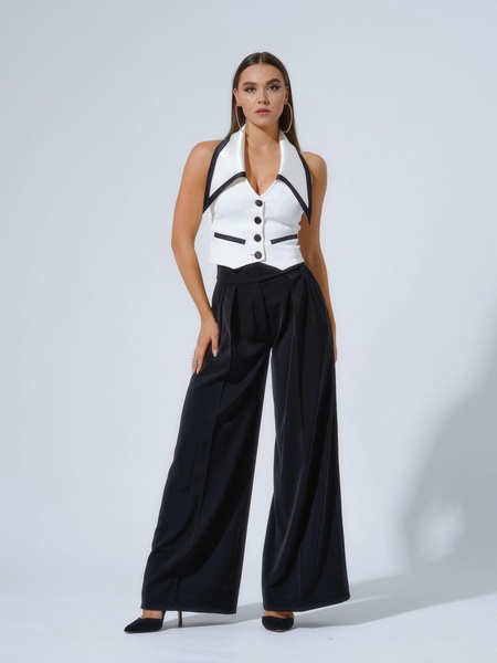 Born To Run High-Waist Wide-Leg Trousers, Black