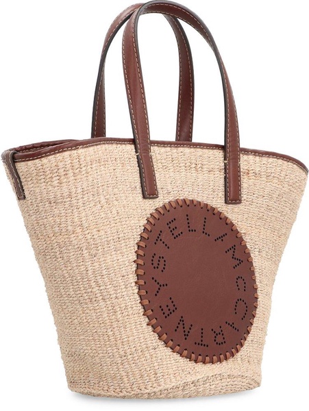 Stella Mc Cartney Raffia Shoulder Bag With Logo.