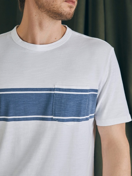 Surf Stripe Sunwashed Pocket Tee - White