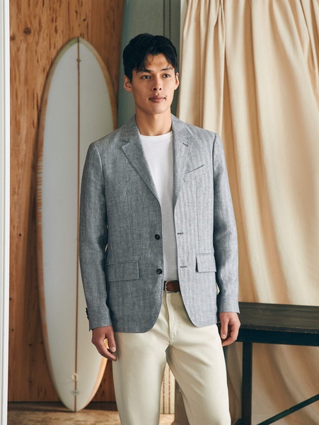 Reserve Linen Herringbone Blazer - Light Graphite Herringbone