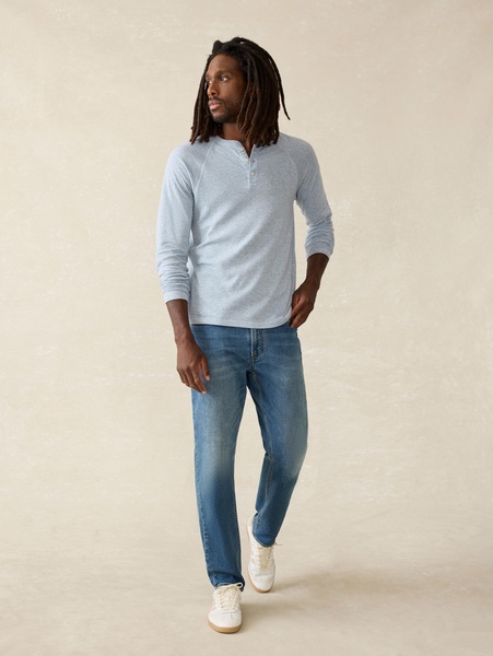 Long-Sleeve Cloud Henley - Light Blue Heather