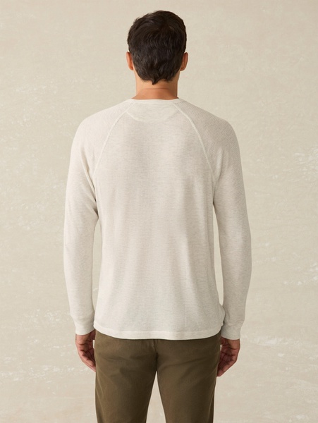 Long-Sleeve Cloud Waffle Crew - Ivory Heather