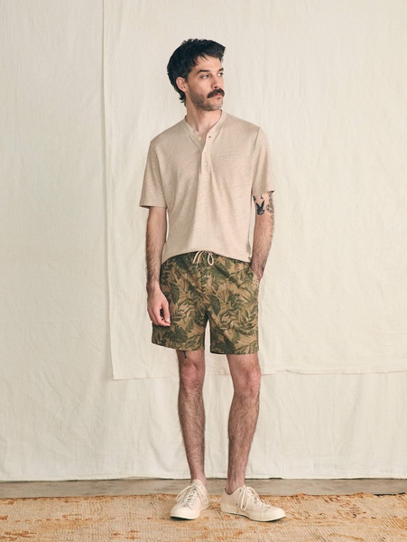 Essential Drawstring Short (6.5" Inseam) - Olive Jungle Tropical