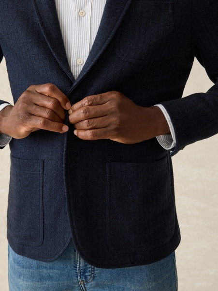 Inlet Knit Tweed Blazer - Navy Twilight Herringbone